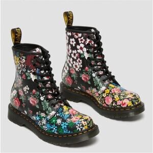 Dr. Martens 1460 Pascal Black Floral Mash Up Boots Size 6 RARE